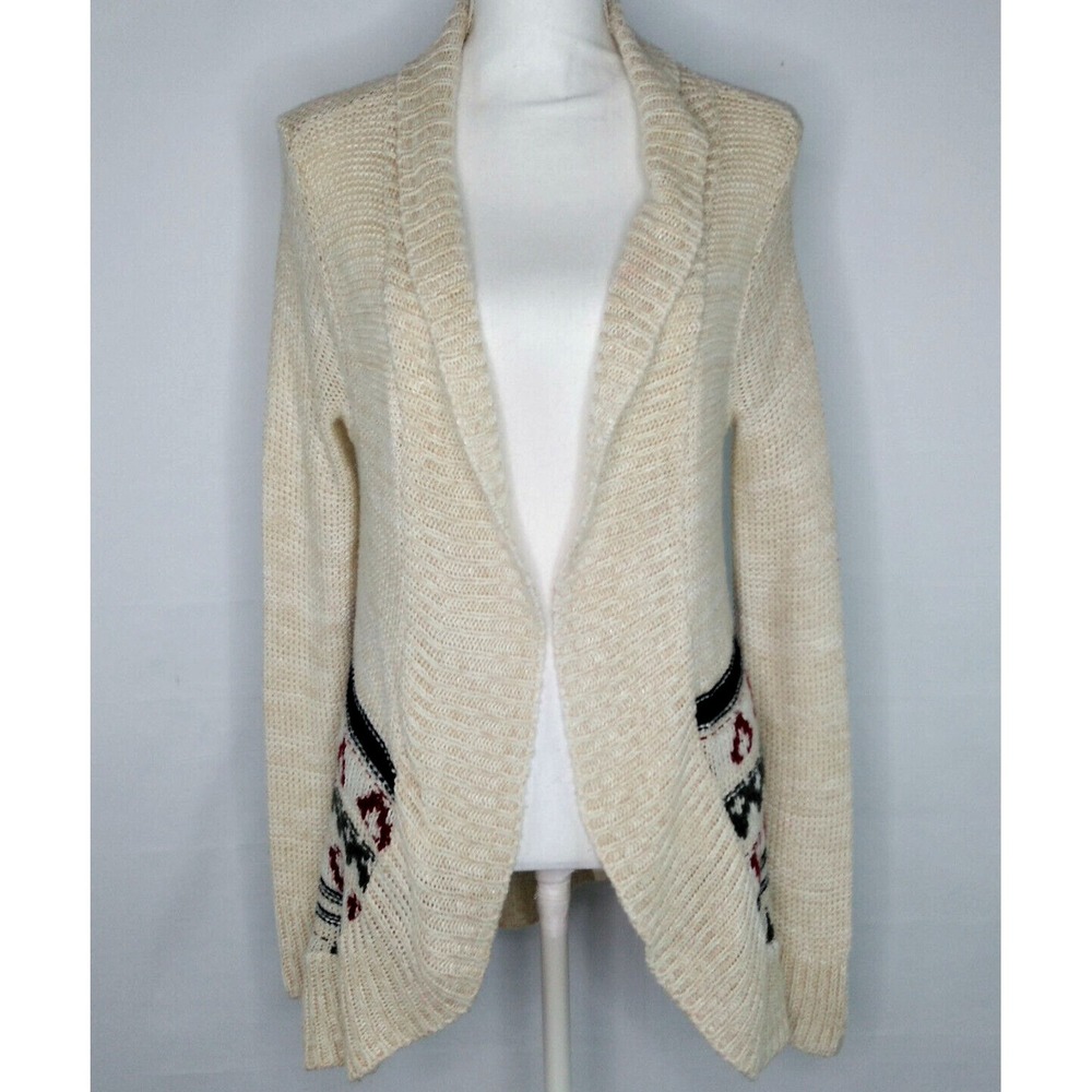 Alley & Gabby Womens Sz L Open Front Cardigan Sweater Cover Up Long Sleeve Beige